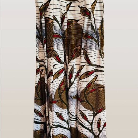 Francis + Benedict Brown and White Pleated A-Line Maxi Skirt - Picture 8 of 9